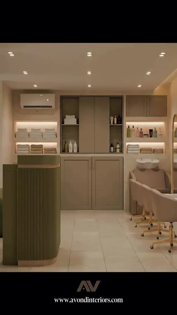3D render of salon wash and styling area