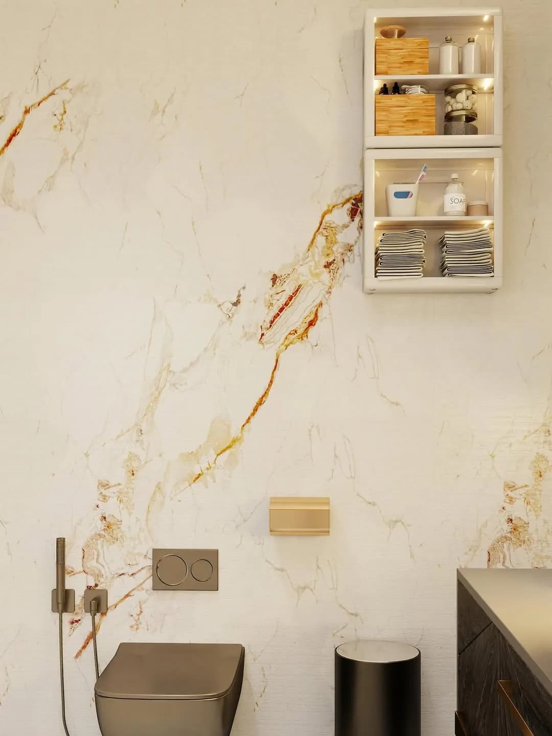 Marble wall with built-in niche