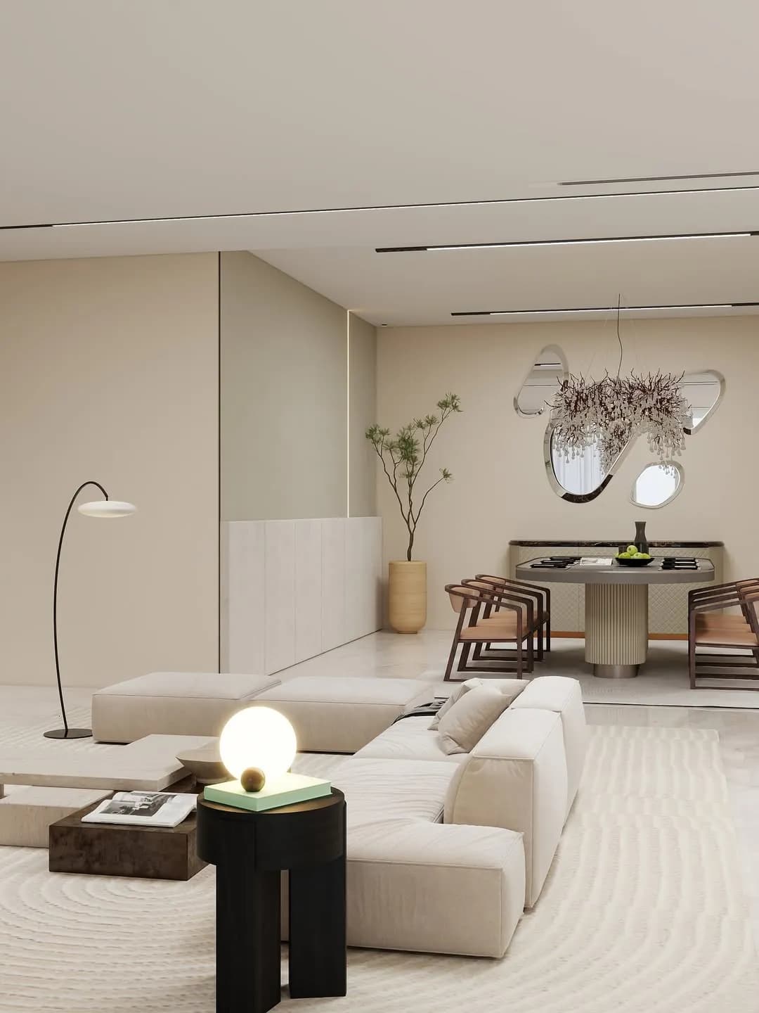 Lounge area with floor lamp