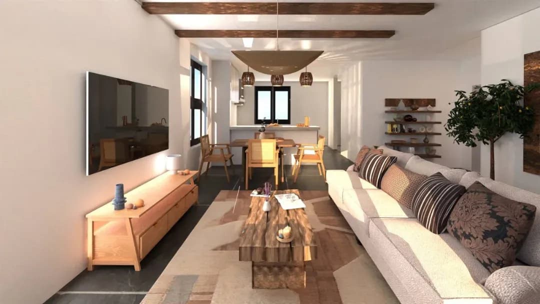 Short-stay apartment living room by Avond Interiors
